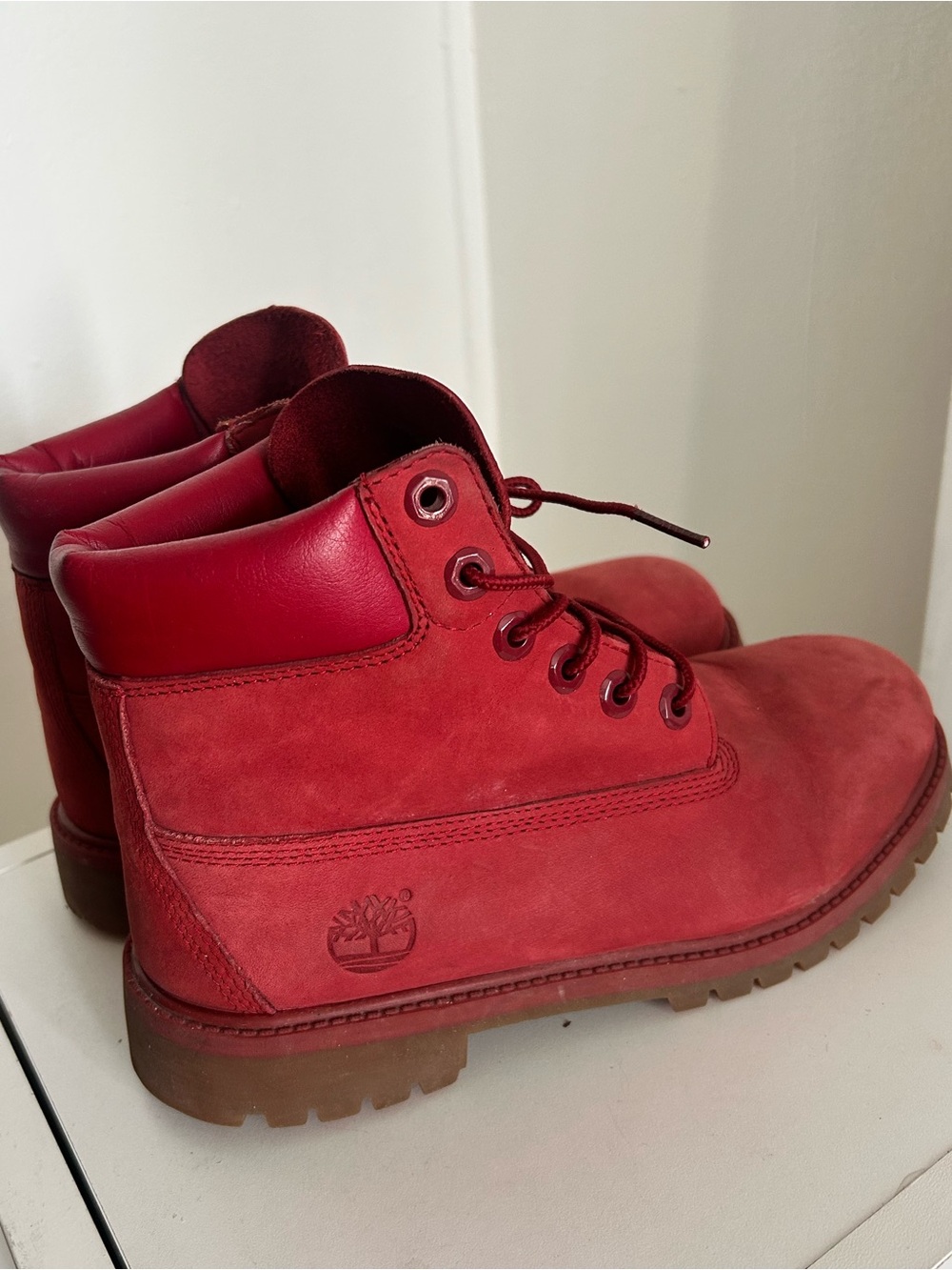Timberland Red Nubuck 6-Inch Lace-Up Boots EU 38 Women’s